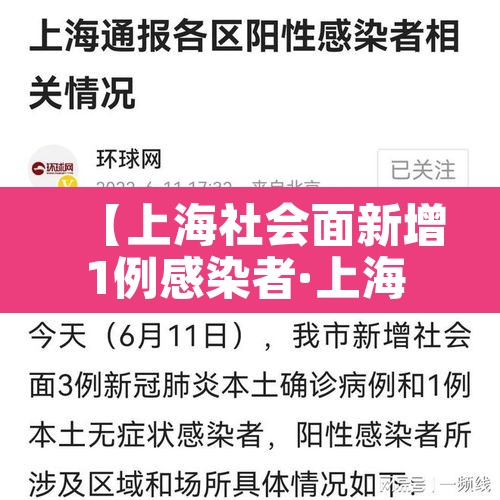 【上海社会面新增1例感染者·上海 社会新闻】 【上海社会面新增1例感染者·上海 社会新闻】