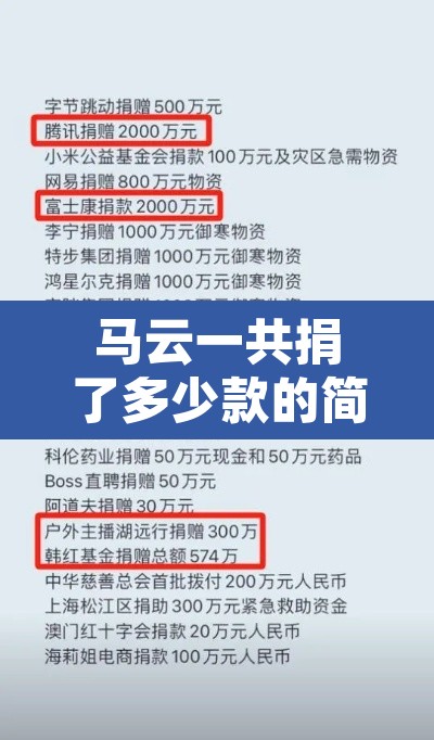 马云一共捐了多少款的简单介绍 马云一共捐了多少款的简单介绍