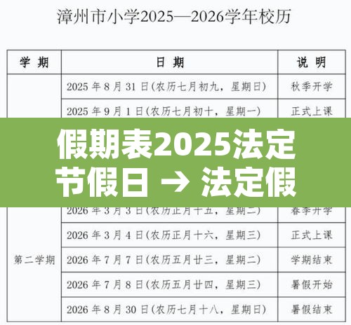 假期表2025法定节假日 → 法定假日13天一览表
