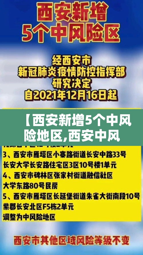 【西安新增5个中风险地区,西安中风险还是低风险】