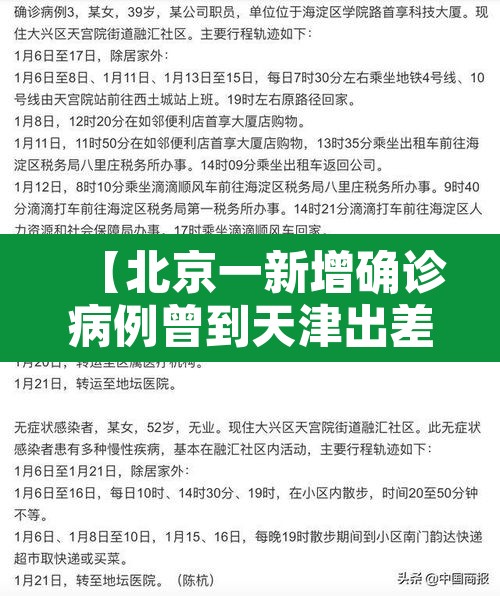 【北京一新增确诊病例曾到天津出差·北京疫情天津】